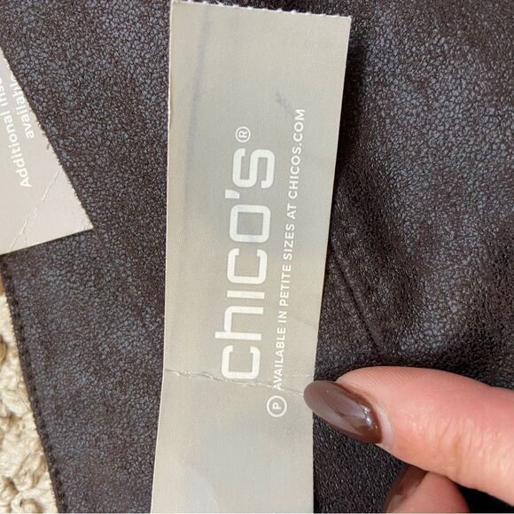 New with Tags Chico’s Faux Knit Suede Leggings Double Espresso Color Size 6 - Picture 11 of 12